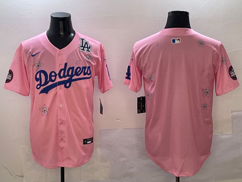 Men Los Angeles Dodgers Blank Pink Sakura Edition 2025 Nike MLB Jersey style 5->los angeles dodgers->MLB Jersey